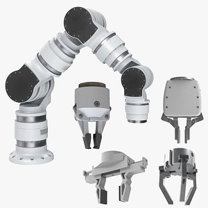 Robotic Arm 3 White with Set of Grippers 3D model