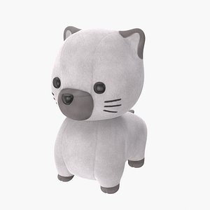 Plush White Cat Toy Stylized 3D Model