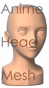 3d anime head mesh model