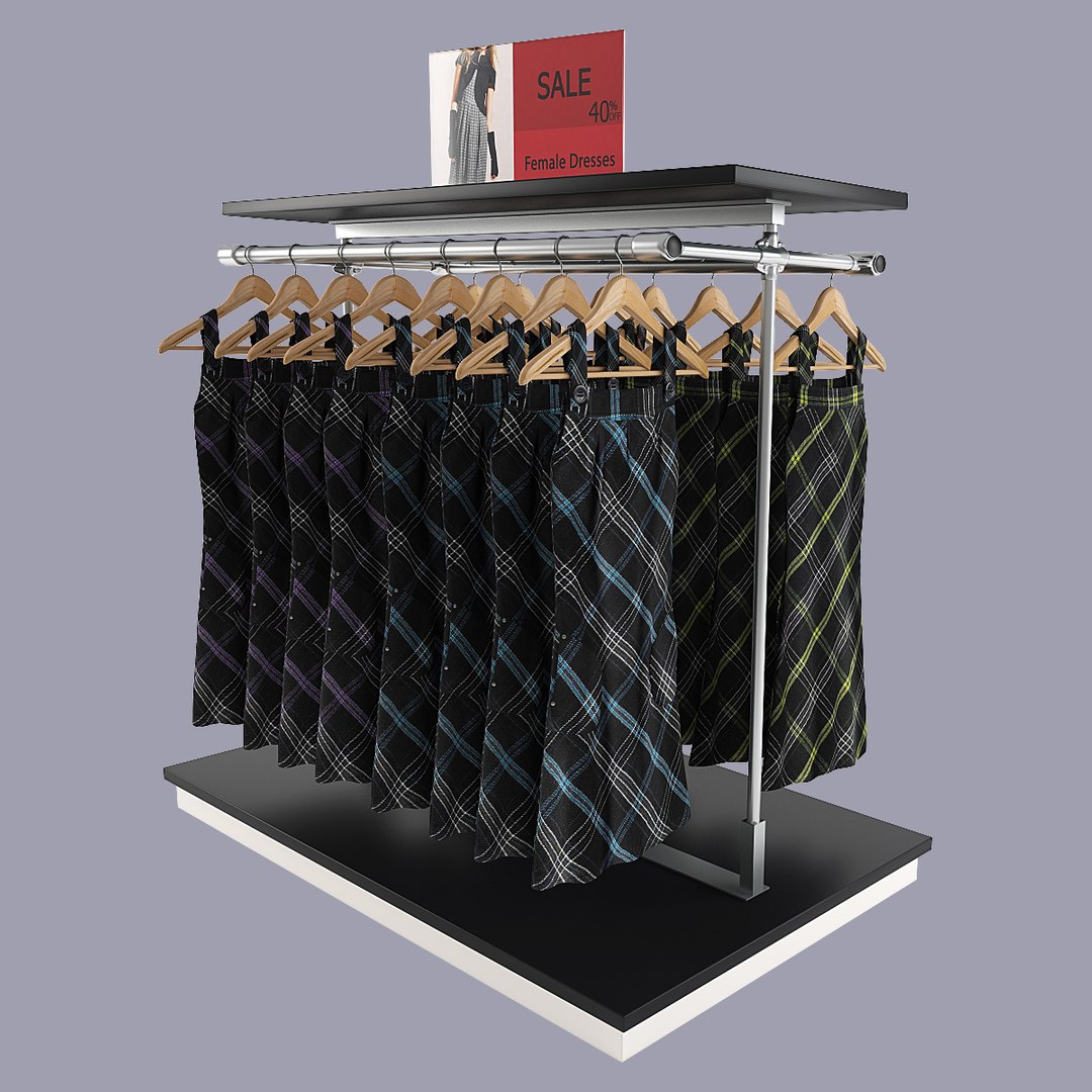 3d Model Female Dresses Rack