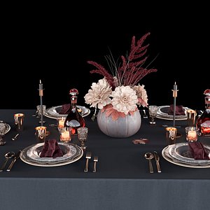 3D table setting candles decoration