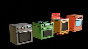 Low poly Furnace set 3D model