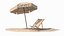Sonnenschirm mit Liegestuhl auf Sand