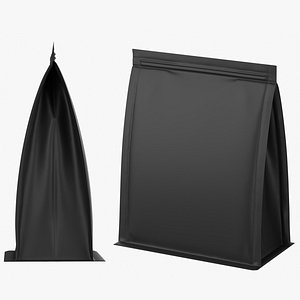 Matte Black Flat Bottom Gusseted Food Bag Mockup model