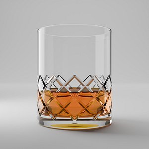 Whiskey Glass Old Fashioned with Yarai Diamond Pattern High Quality 3D model