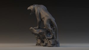 3D Ferocious tiger bronze stone city sculpture  Ancient cultural relics  stone carvings