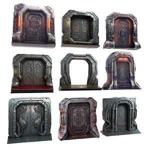 SCI FI GATE DOOR PACK 9 3D
