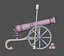 Vintage old cannon gun on rust carriage 3D model.