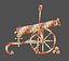 Vintage old cannon gun on rust carriage 3D model.