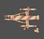 Vintage old cannon gun on rust carriage 3D model.