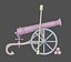 Vintage old cannon gun on rust carriage 3D model.