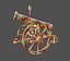 Vintage old cannon gun on rust carriage 3D model.