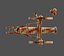 Vintage old cannon gun on rust carriage 3D model.