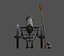 Vintage old cannon gun on rust carriage 3D model.