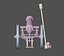 Vintage old cannon gun on rust carriage 3D model.