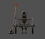 Vintage old cannon gun on rust carriage 3D model.