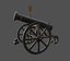 Vintage old cannon gun on rust carriage 3D model.