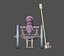Vintage old cannon gun on rust carriage 3D model.