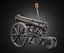 Vintage old cannon gun on rust carriage 3D model.