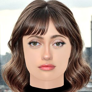 Ella Purnell Head - No Hair - Low poly head for game