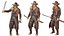 Modèle 3D réaliste du personnage de Warrior-Ellyn d'action occidentale truqué