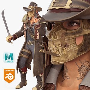 3D Realistic Rigged Western Action Warrior-Ellyn Character 3D Model model