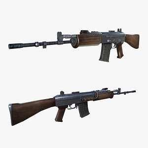 3D 07-insas-rifle-gun model 3d game ready model Low-poly 3D model