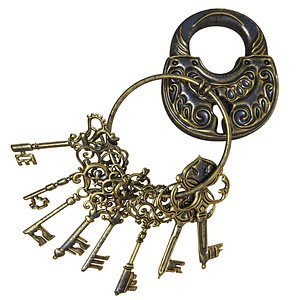 80 Vintage Key  Lock 3D Model  Alpha  Brush Vol 1 3D model