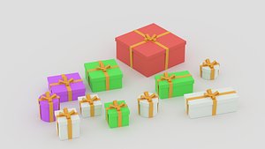 Low Poly Cartoon Simple Gift Boxes 3D model