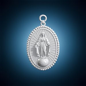 Miraculous Medal Pendant 3D Print Model