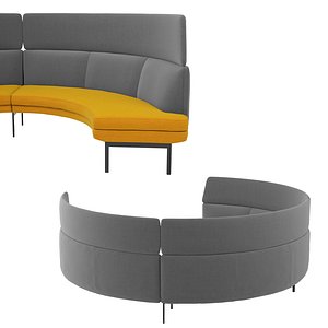 3D model Office Curved Modular Sofa