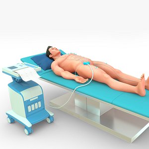 ecg machine with patient 3D