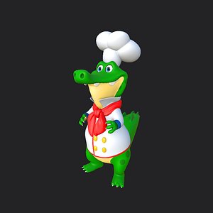 Crocodile chef cartoon 3D model