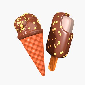 3D Chocolate Ice Cream 3D Illustration