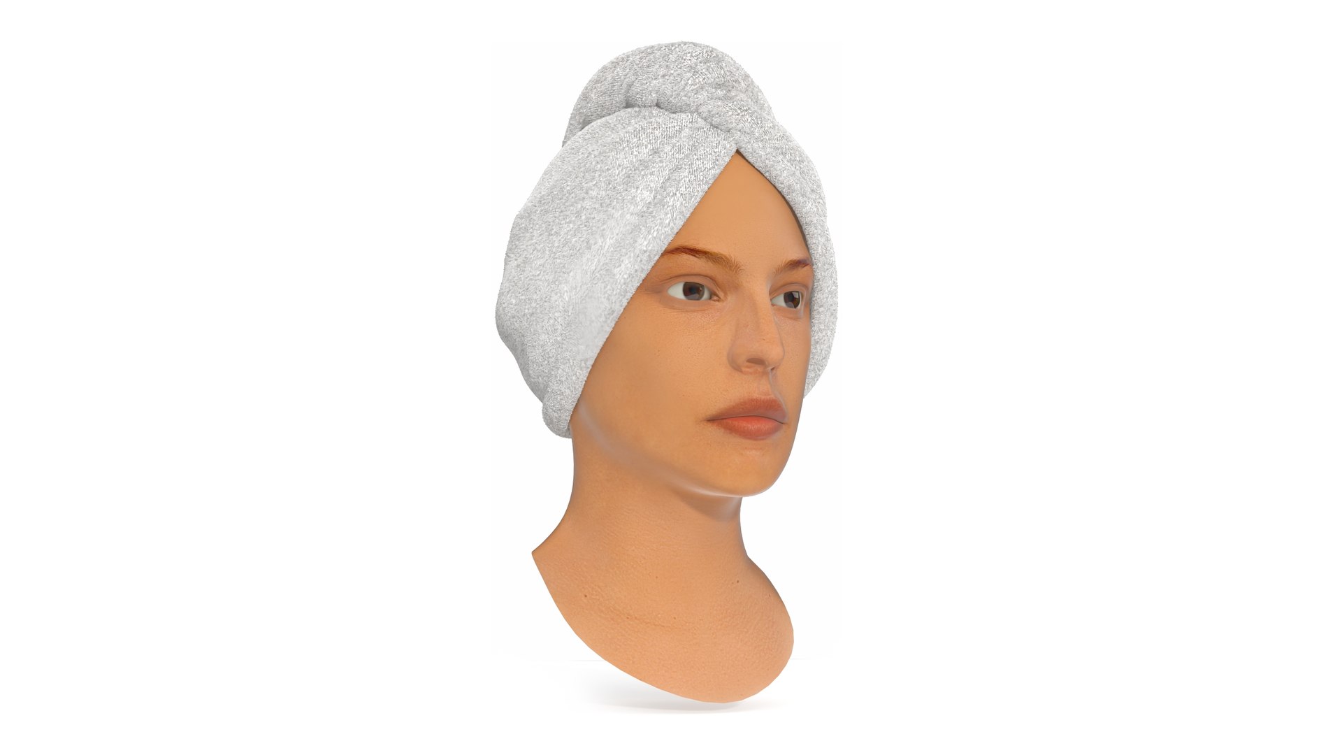 Towel on the Head is White Fur 3D model preview
