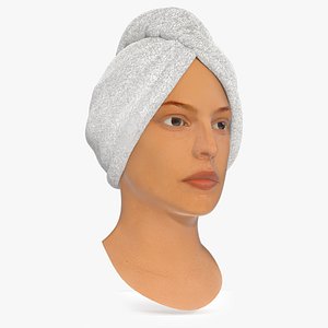 3D Towel on the Head is White Fur
