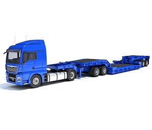 3D Truck with Lowboy Trailer