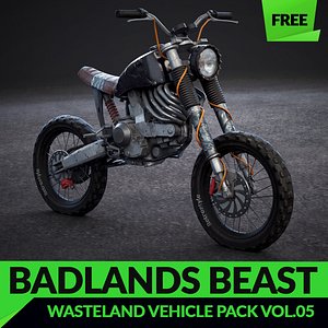 Post Apocalyptic Motorcycle 3D Model Rigged Off Road Enduro Bike 3D