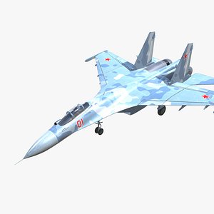 Su-27 Flanker Russian Fighter Aircraft Old Rigged 3D Model $169