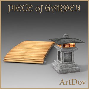 japanese lantern bridge obj