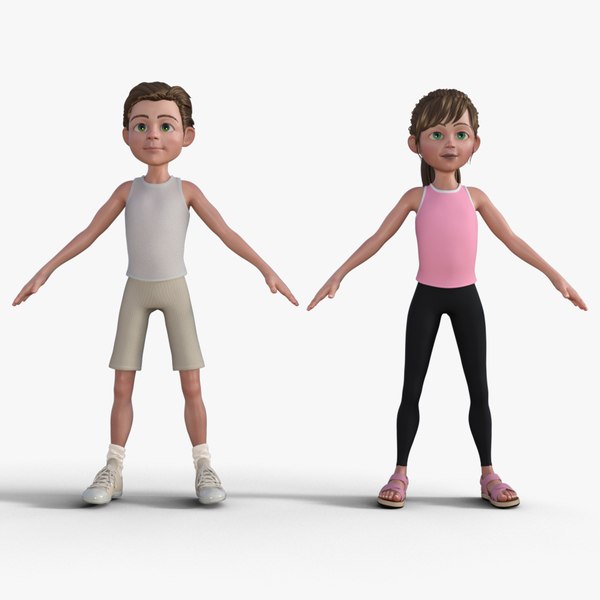 3D Boy and Girl Cartoon Character 3D