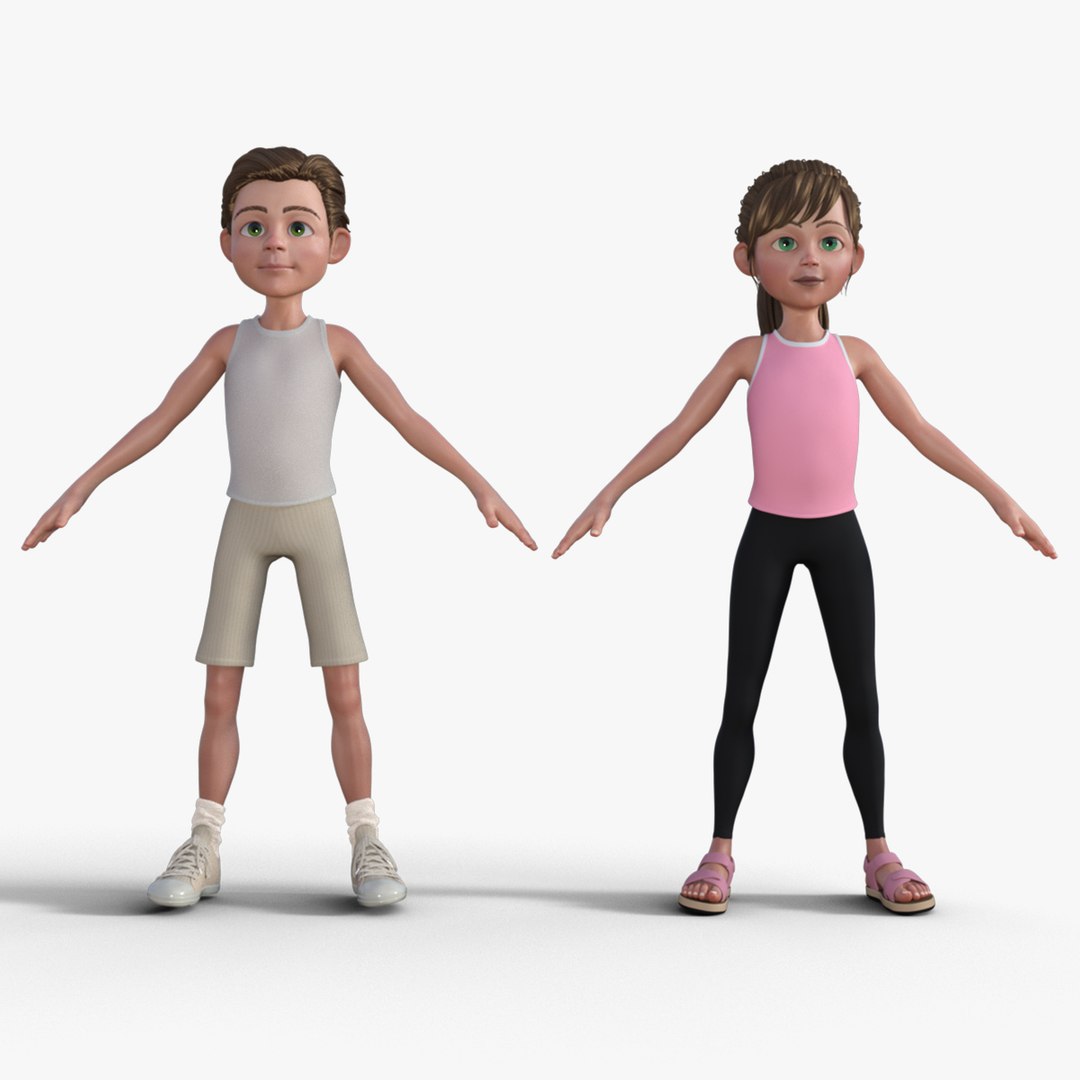 3d Boy And Girl Cartoon Character 3d Turbosquid 1909889 0577