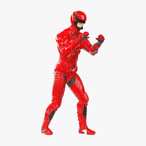 Futuristic Cyborg in Red Armor Rigged for Cinema 4D 3D model