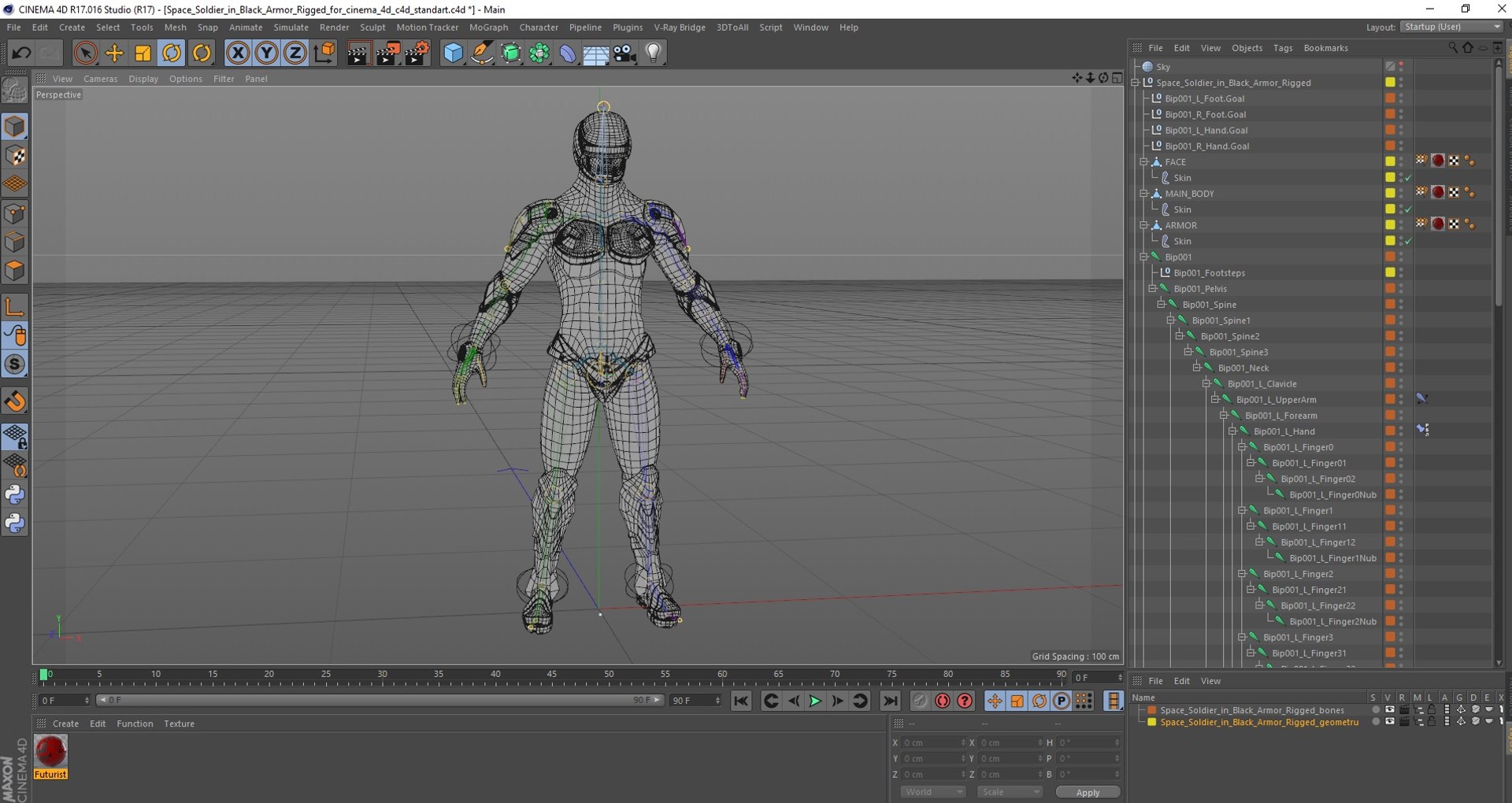 Futuristic Cyborg In Red Armor Rigged For Cinema 4D 3D Model ...