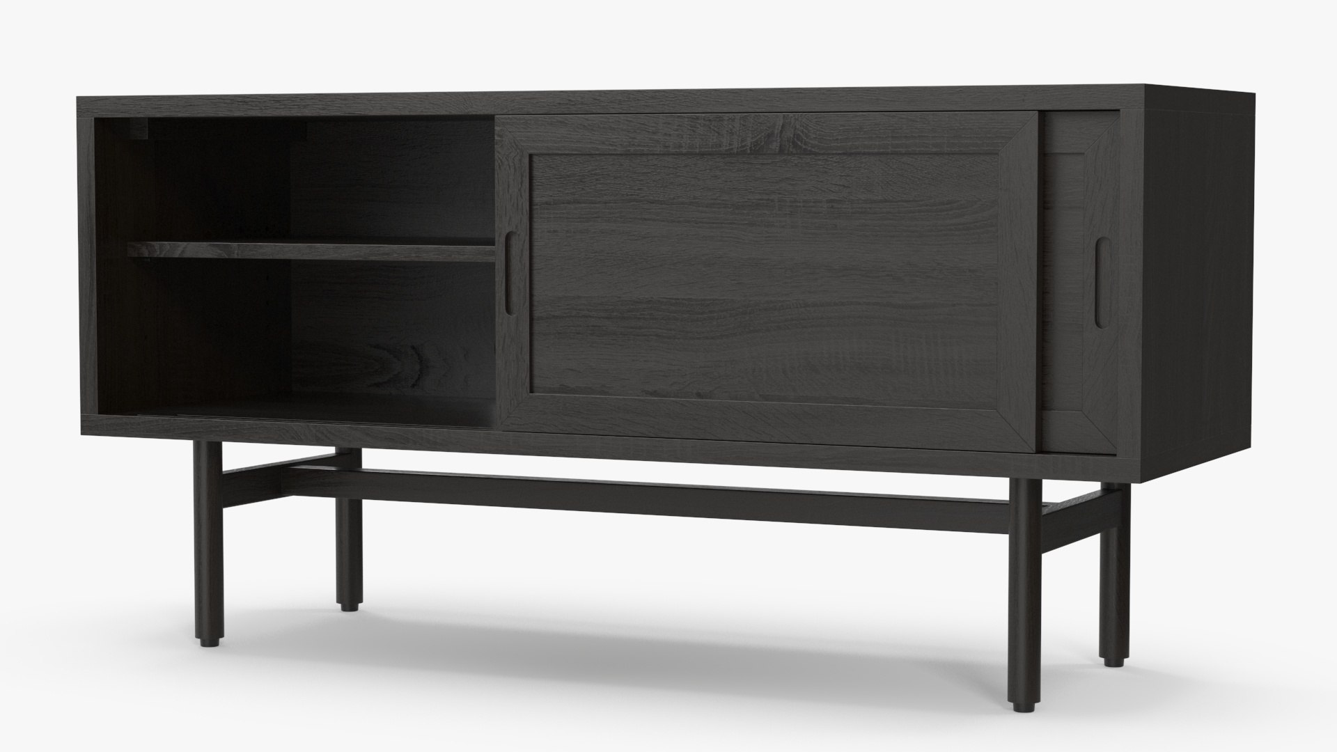 Modern Wooden TV Stand Black 3D model preview