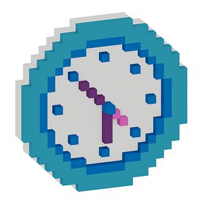 Wall clock 8 bit low poly voxel art