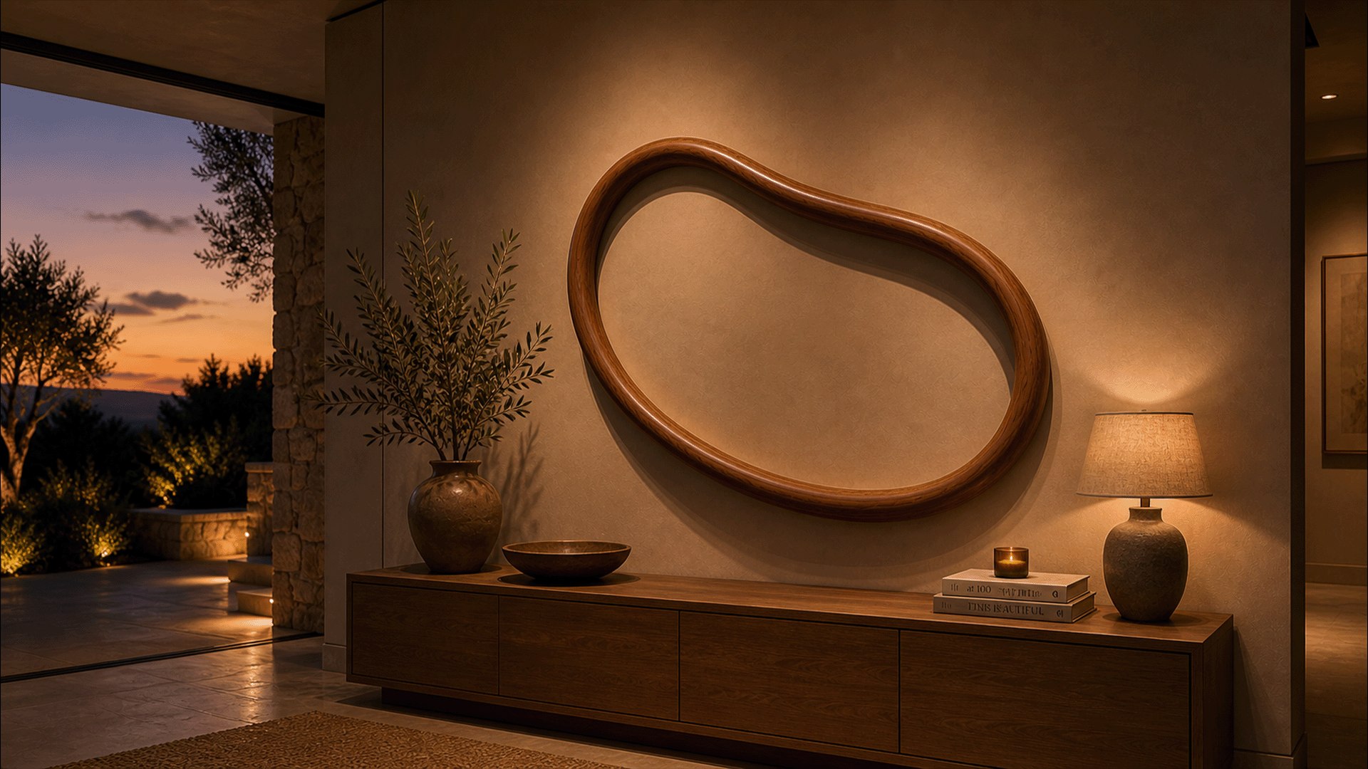 3D Organic Loop Wooden Frame - Modern Sculptural Wall Art - Luxury CNC ...