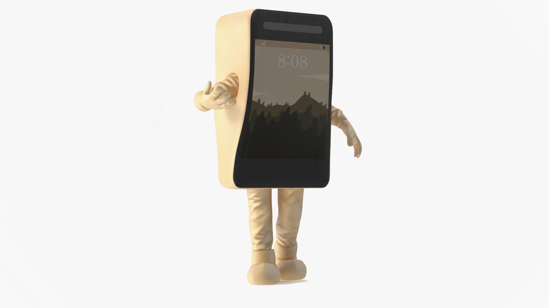 Phone Costume Character Golden Rigged for Cinema 4D 3D model preview