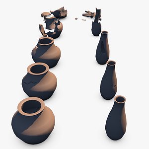 3D Lowpoly Broken Vases model