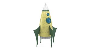 3D model yellow metal rocket